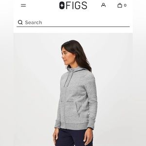 FIGS On-Shift Full Zip Hoodie Heathered Grey XS